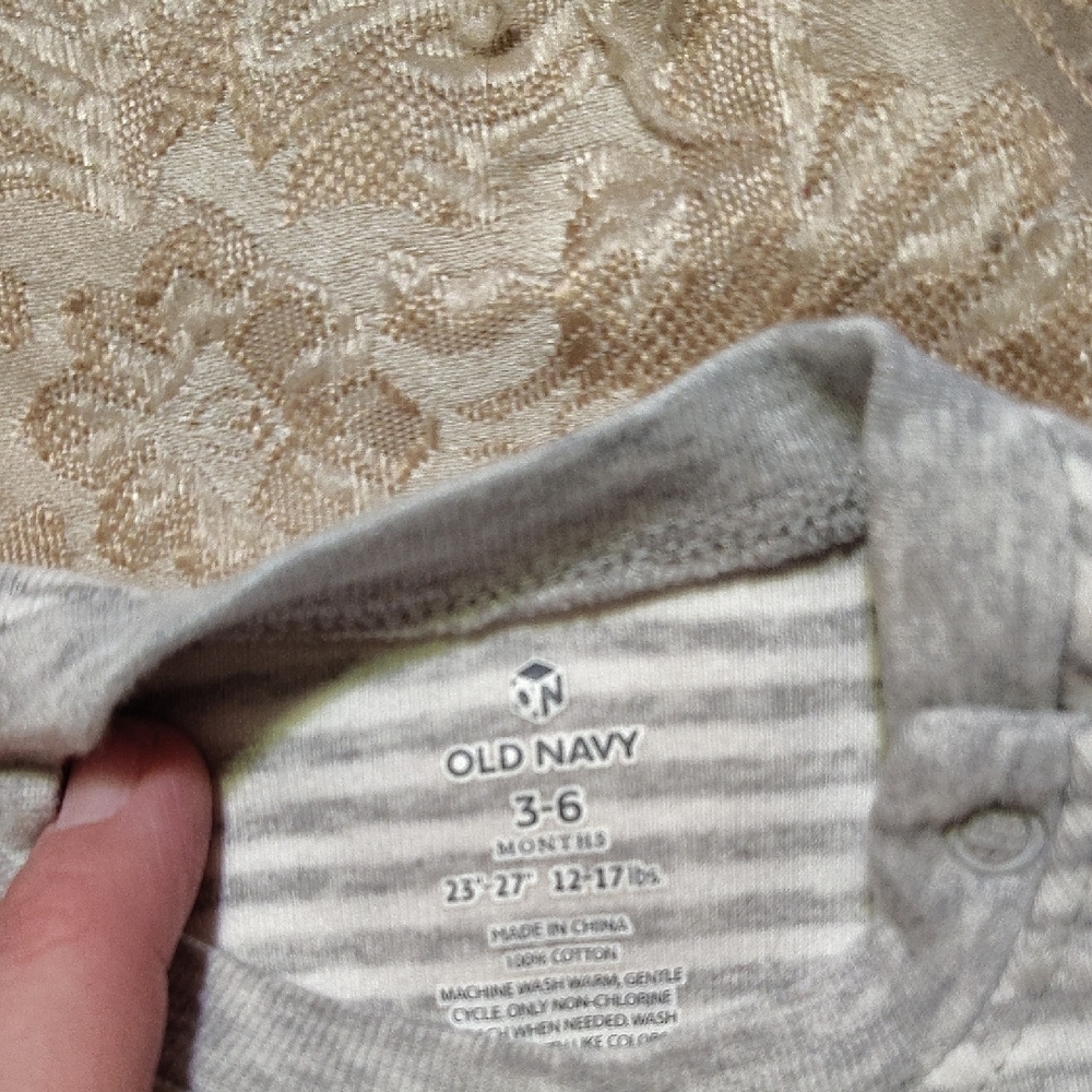 Gray Striped Kids One Piece - Picture 2 of 3